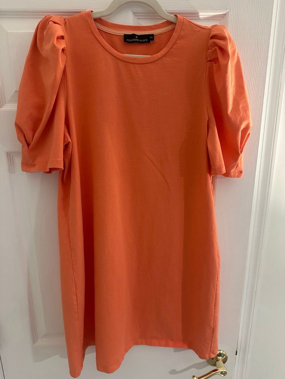 Tuckernuck Pomander Place puff sleeve tshirt orange coral dress XXL